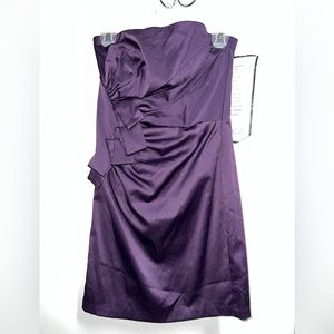 Mini Strapless Purple Dress with Ruffle Side Detail Size 5